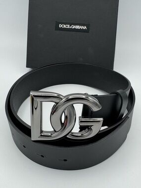 Dolce & Gabbana Black & Silver Belt Sz 100 Authenticated Unisex Designer Luxury